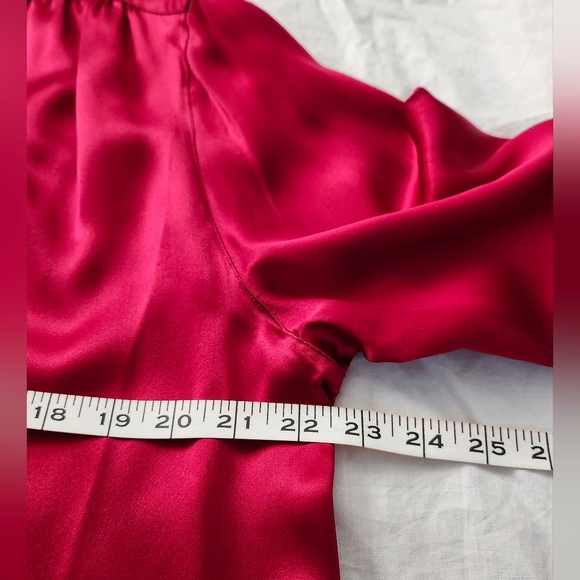 Jones New York 100% Silk Red Long Sleeve Shirt, Button Down Silk Blouse, Size 14 - Picture 5 of 12
